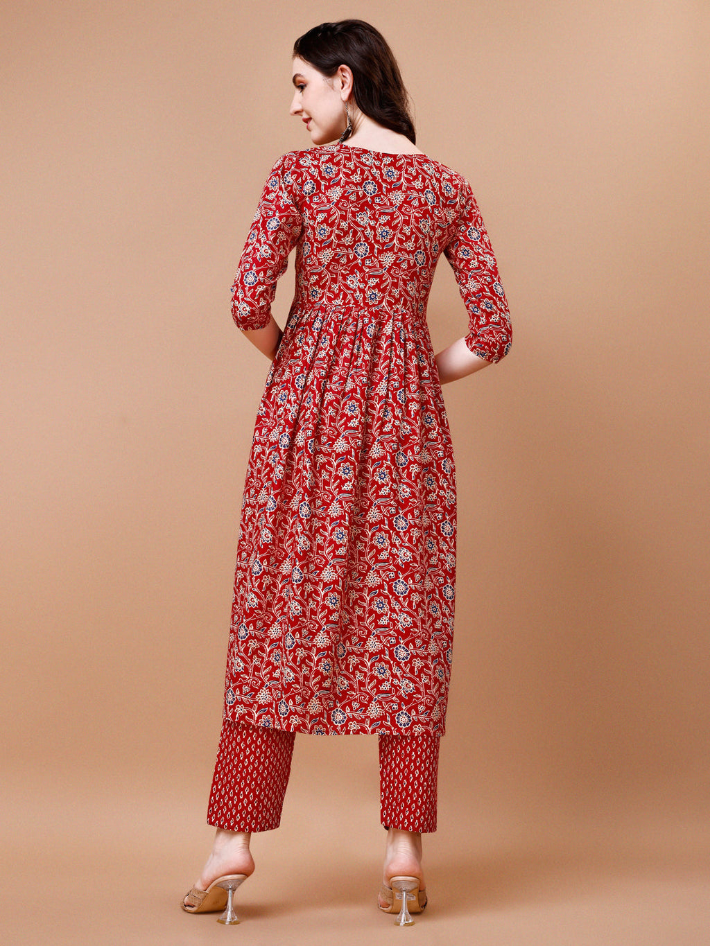 Multicolor Angrakha Style Anarkali Kurta With Pant & Dupatta Set