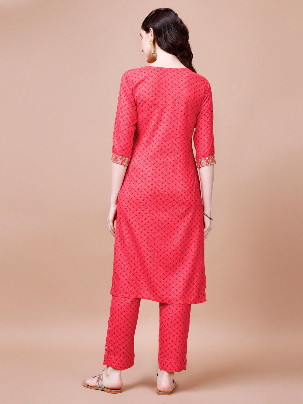 Embroidered and Quirky Printed Rayon Kurta Set
