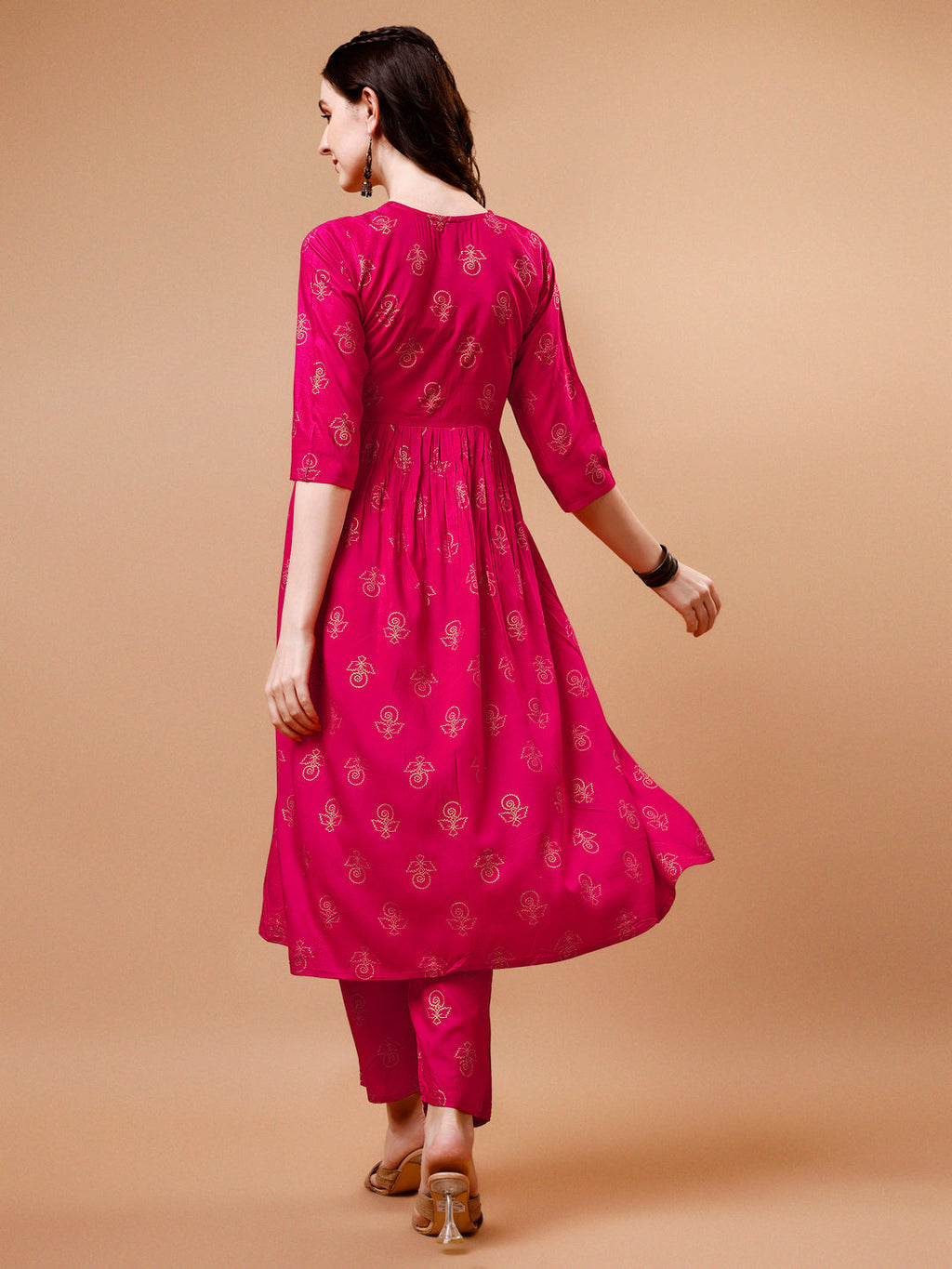 Multicolor Alia Cut Embroidered & Printed Kurta Set