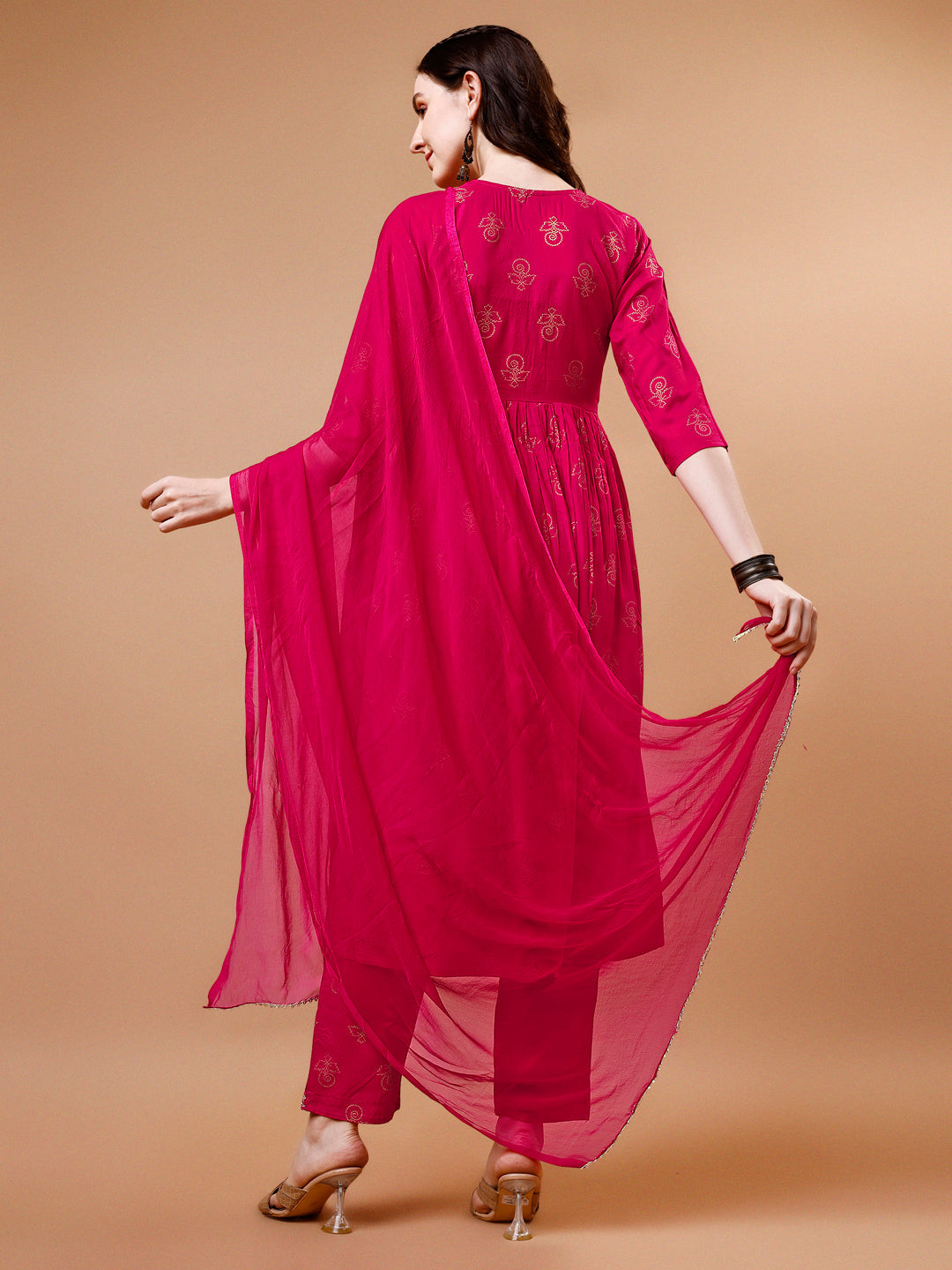Multicolor Alia Cut Embroidered & Printed Kurta Set