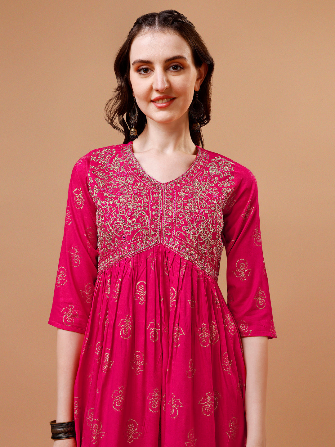 Multicolor Alia Cut Embroidered & Printed Kurta Set