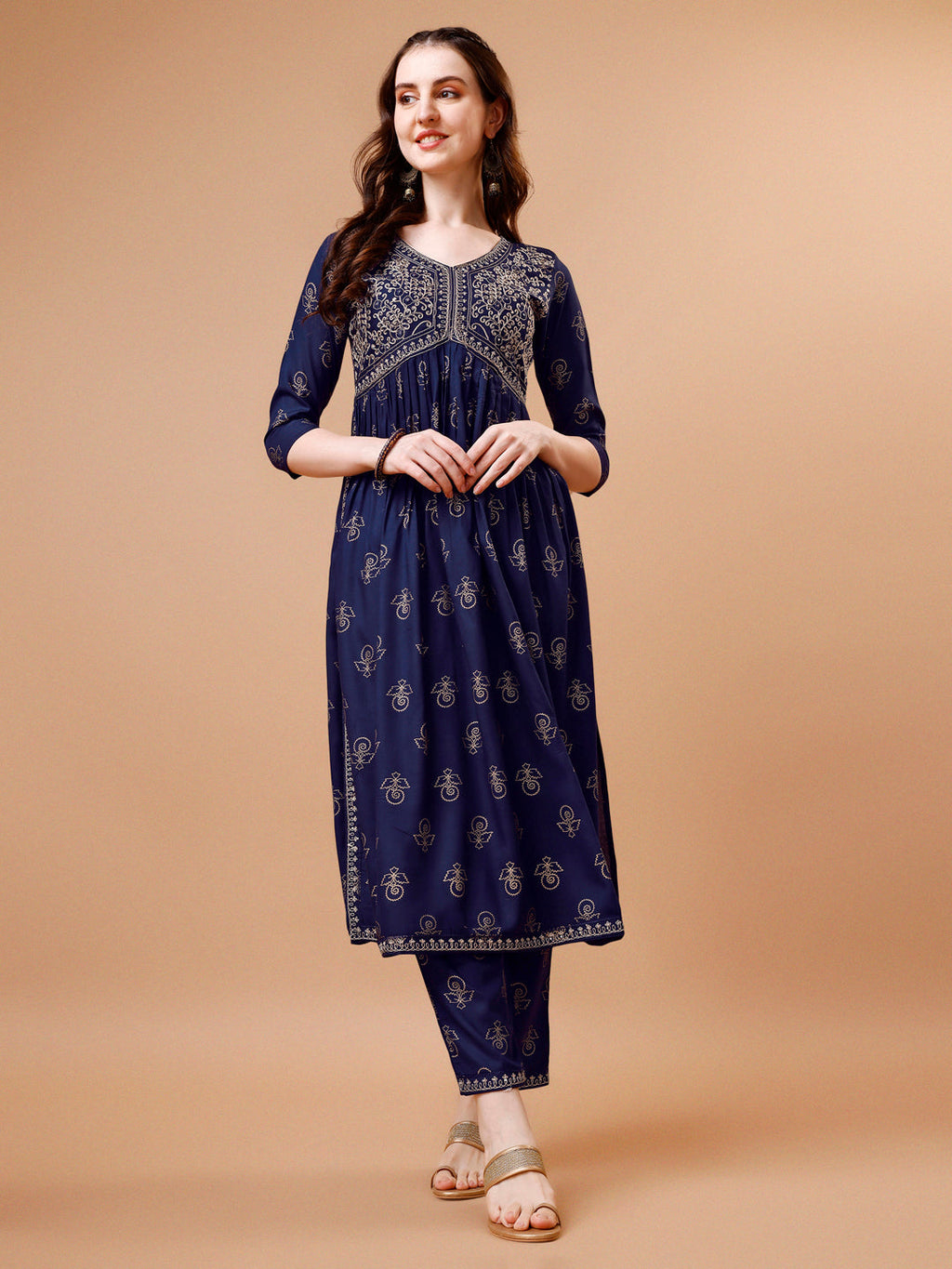 Embroidered and Printed Alia Cut Kurta Set with Dupatta