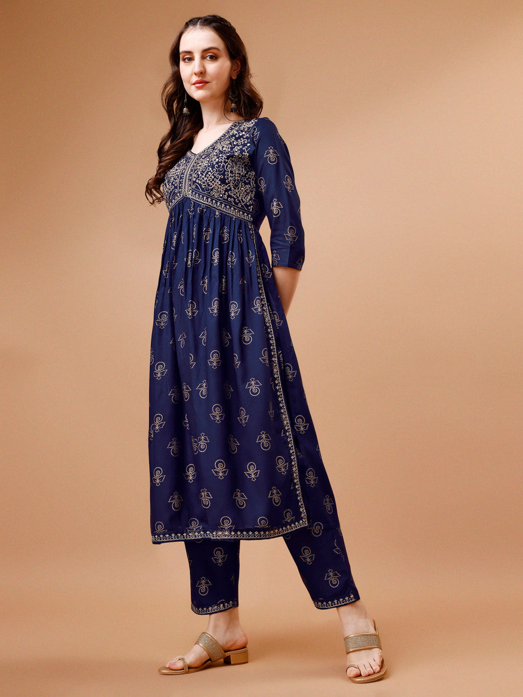 Embroidered and Printed Alia Cut Kurta Set with Dupatta