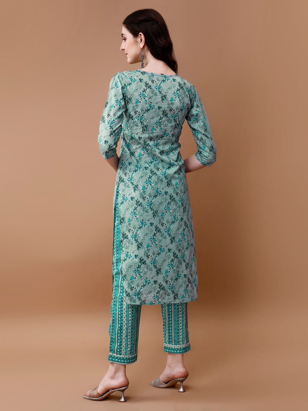 Multicolor Embroidered Floral Kurta Set with Pant and Dupatta