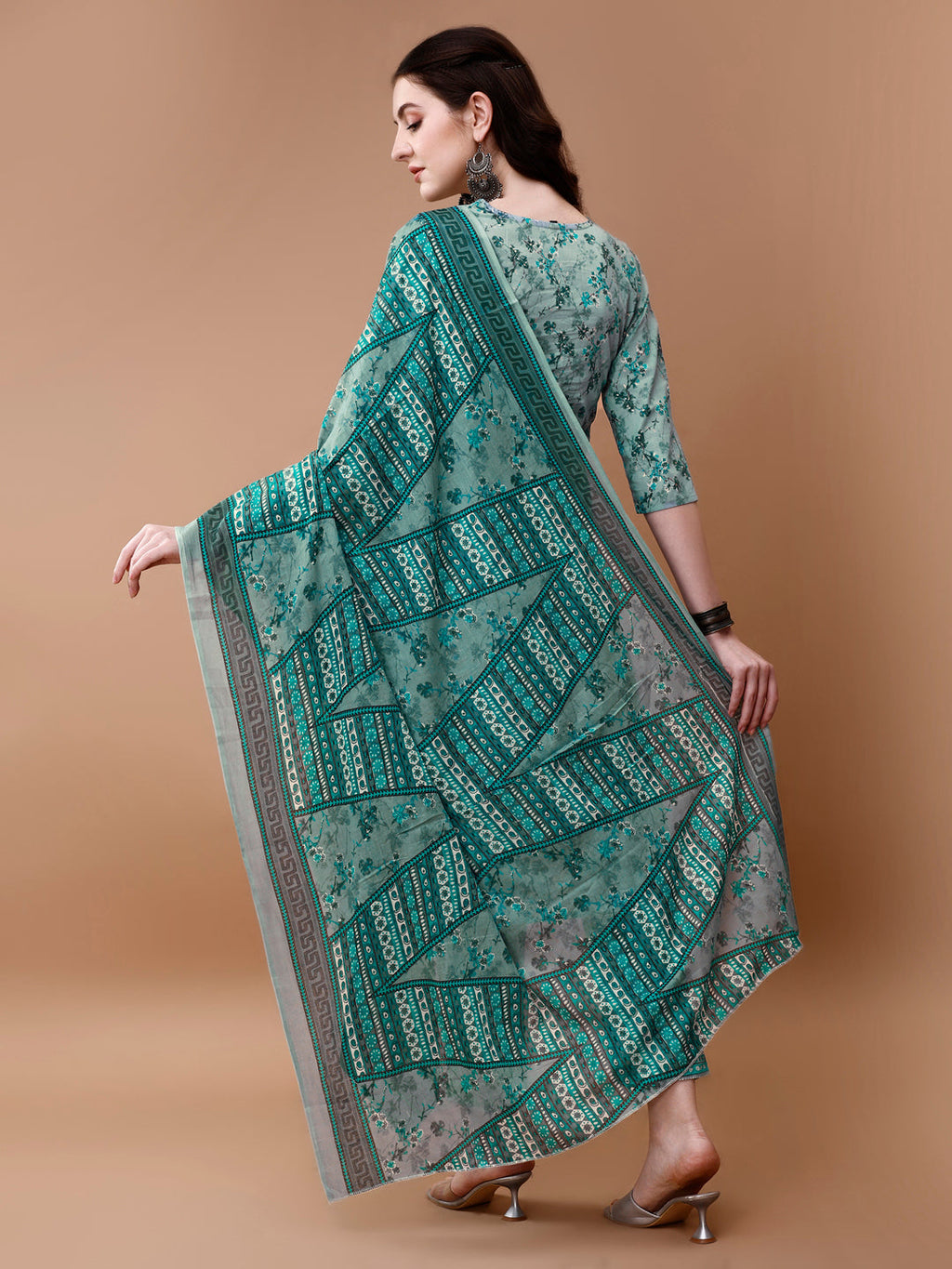 Multicolor Embroidered Floral Kurta Set with Pant and Dupatta