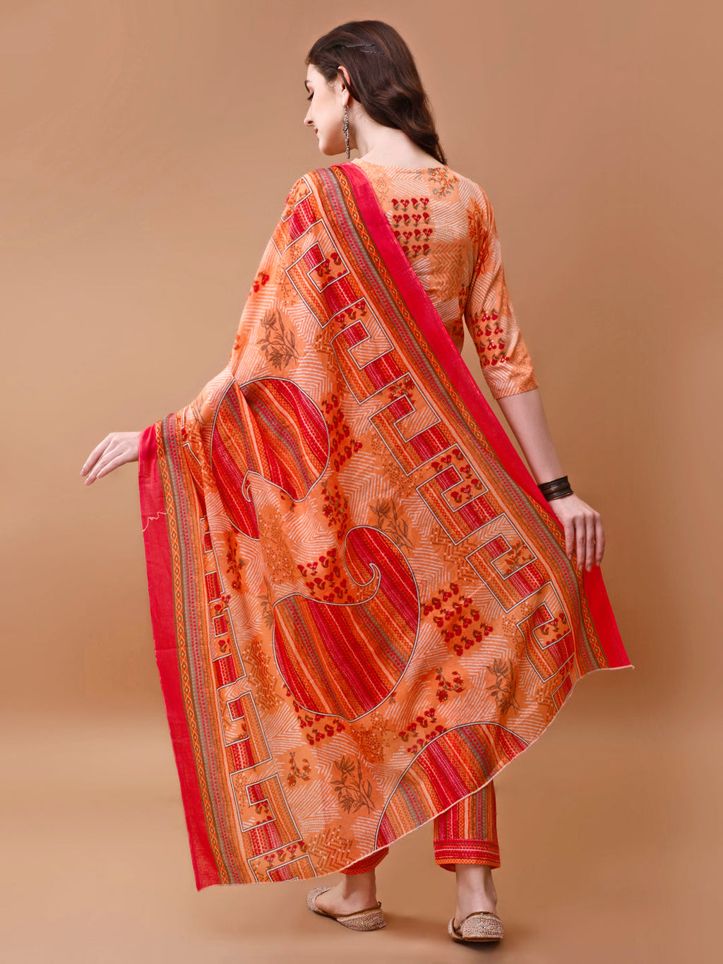 Multicolor Floral Embroidered Rayon Kurta Set with Pant & Dupatta