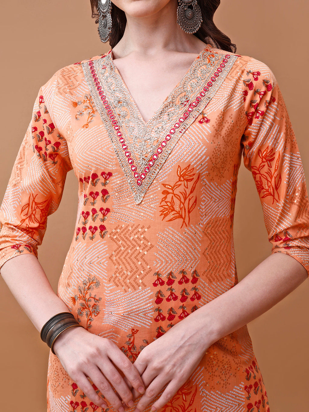Multicolor Floral Embroidered Rayon Kurta Set with Pant & Dupatta