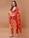 Multicolor floral printed rayon kurta with matching pant and dupatta