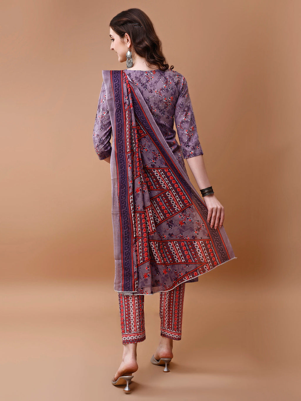 Multicolor Floral Embroidered Rayon Kurta Set with Dupatta