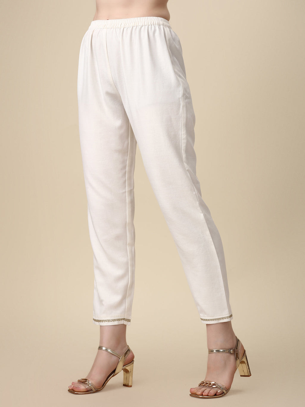 White Schiffly Embroidered Flared Kurta Set with Pant & Dupatta