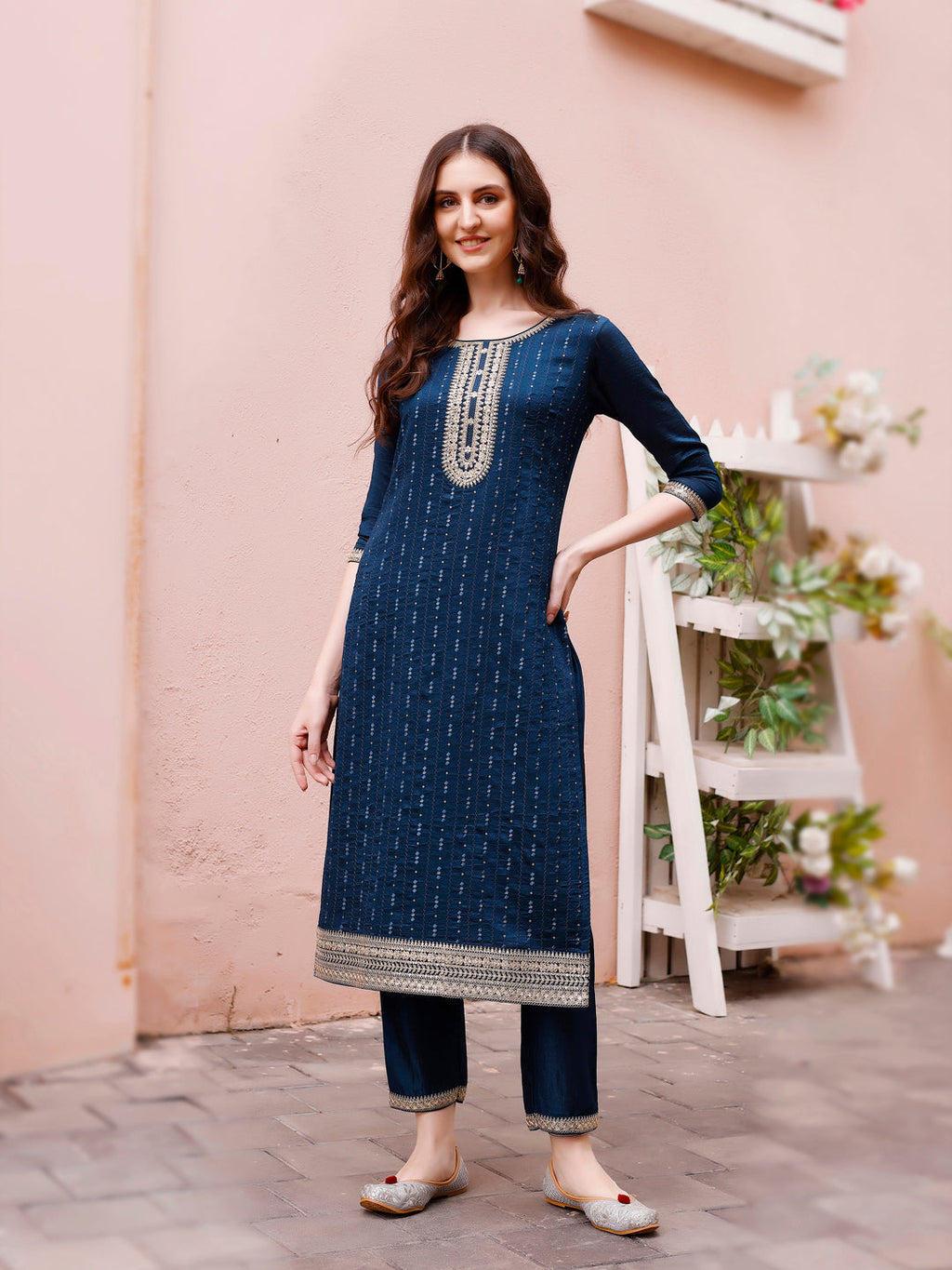 Sequined Multicolor Embroidered Luxury Kurta Set with Dupatta