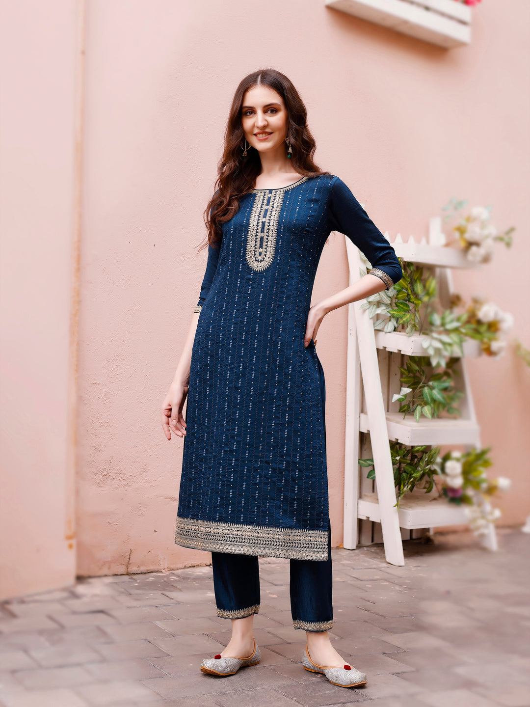 Sequined Multicolor Embroidered Luxury Kurta Set with Dupatta
