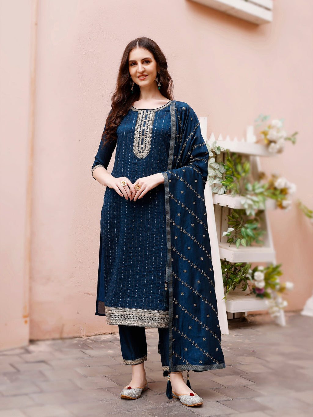 Sequined Multicolor Embroidered Luxury Kurta Set with Dupatta