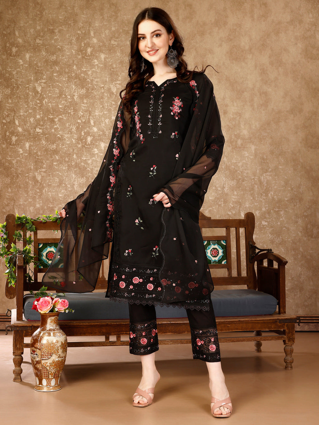 Premium Luxury Pakistani Embroidered Kurta Set, Multicolor