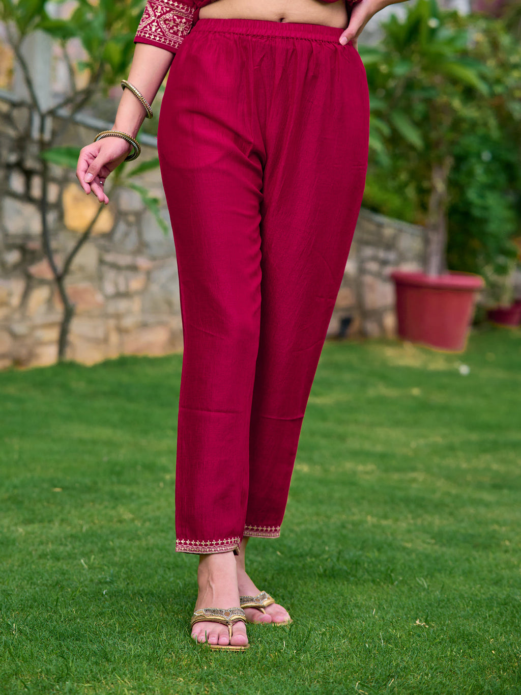 Pink Silk Embroidered Kurta Set with Dupatta and Pant