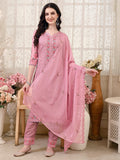 Multicolor embroidered organza Pakistani-style kurta with pants and dupatta.