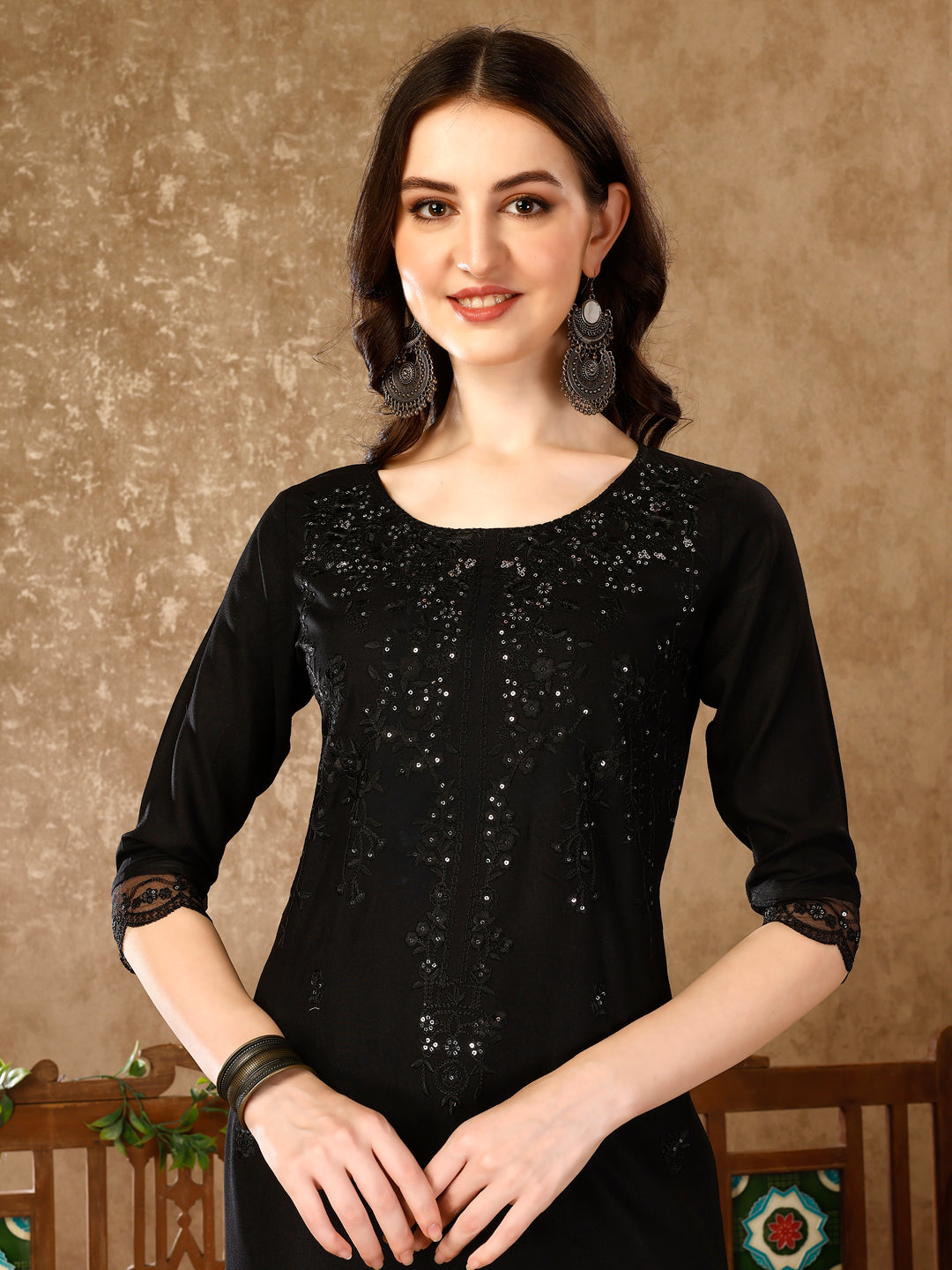 Luxury Pakistani Sequinned Embroidered Kurta Set with Organza Dupatta