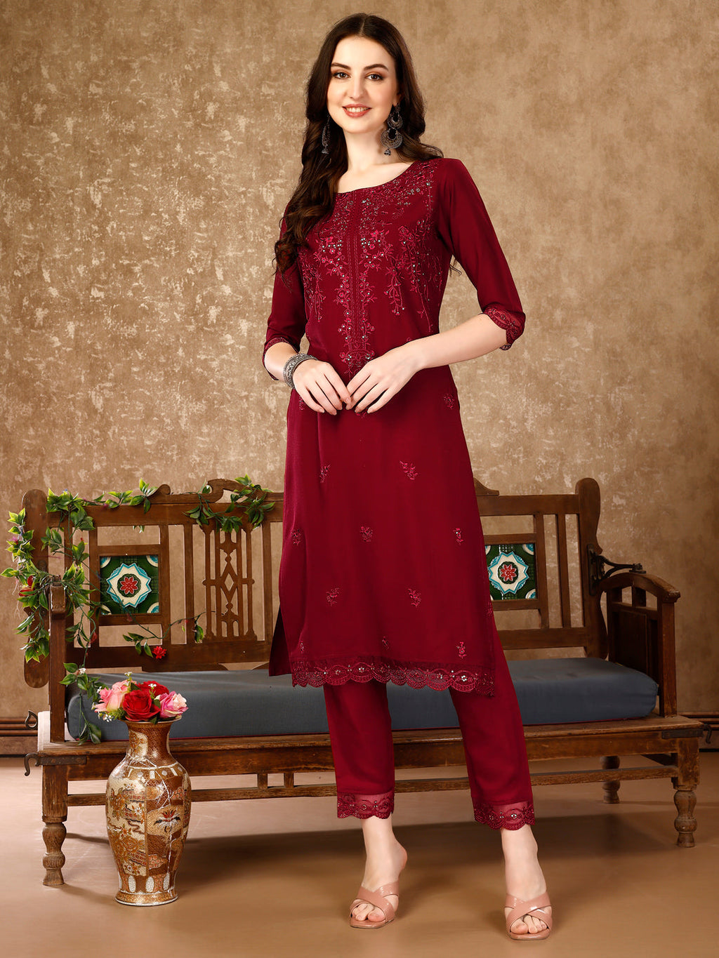Luxury Pakistani Sequined Embroidered Kurta Set with Organza Dupatta