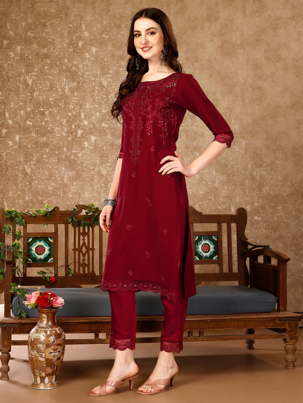 Luxury Pakistani Sequined Embroidered Kurta Set with Organza Dupatta