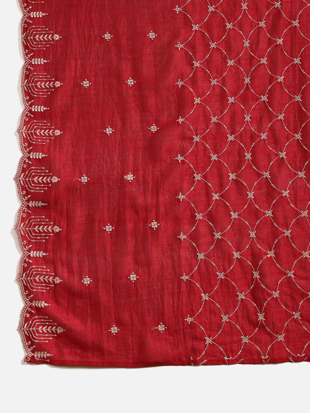 Maroon Sequined Embroidered Kurta Set with Dupatta