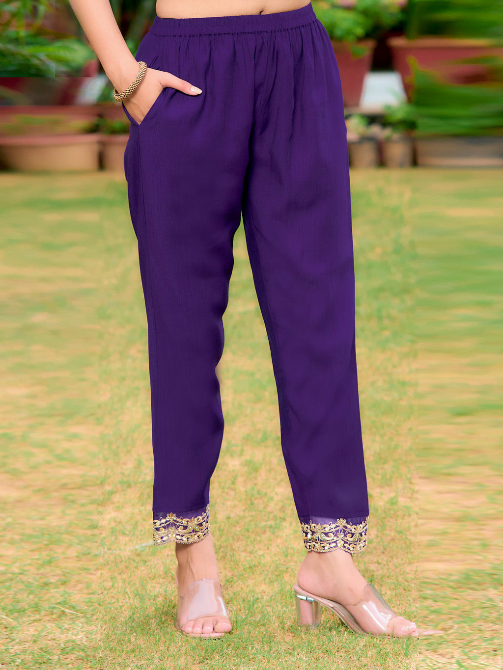 Purple Embroidered Kurta Set with Embroidered Dupatta