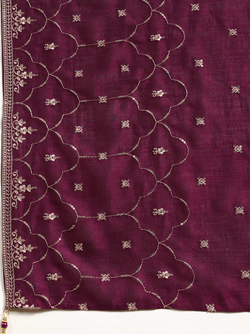 Purple Sequined Embroidered Kurta Set with Dupatta