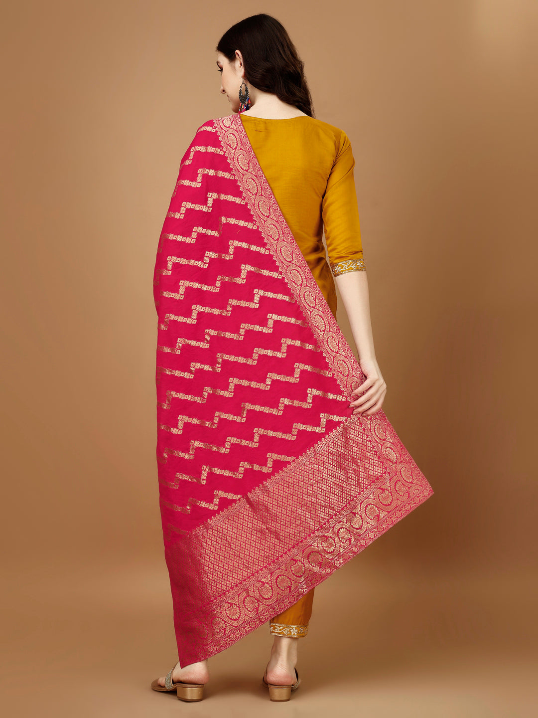 Multicolor Embroidered Kurta Set with Banarasi Jacquard Dupatta
