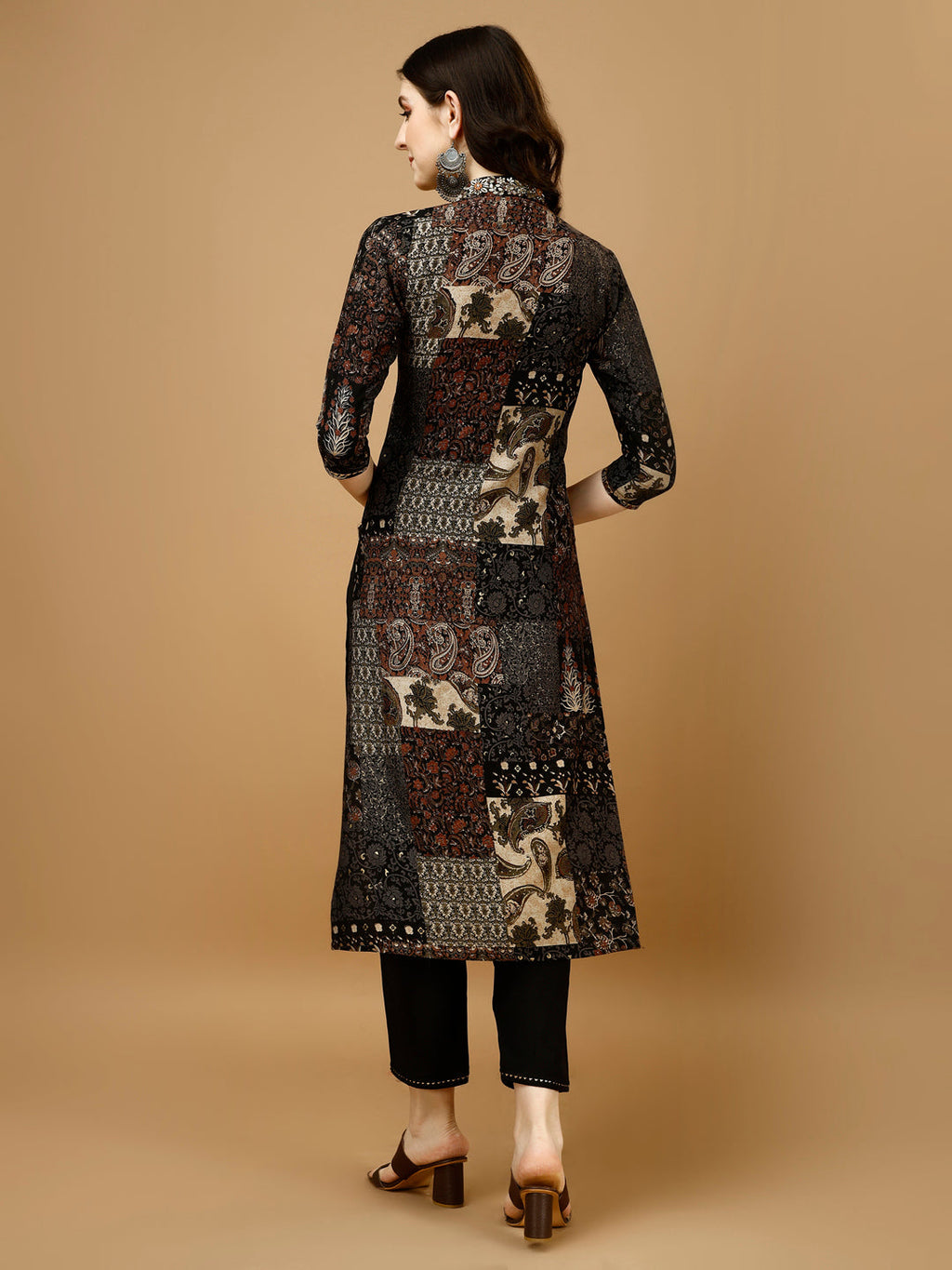 Multicolor Hand Embroidered Printed Kurta Set with Dupatta