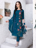 Multicolor rayon kurta with hand embroidery and premium organza dupatta