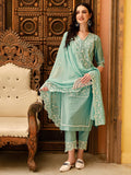 Green Pakistani embroidered kurta with matching pants and embroidered dupatta