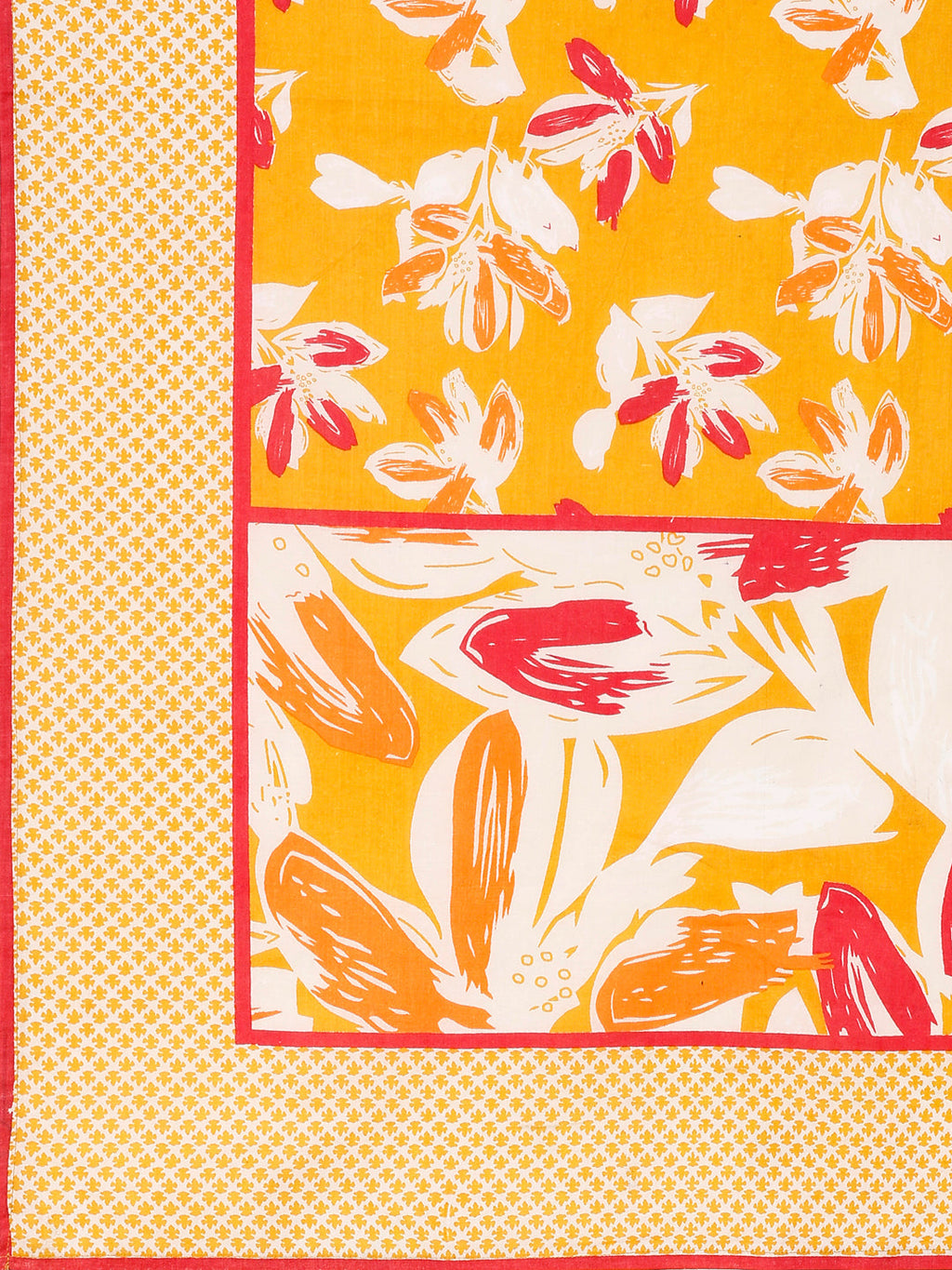 Yellow Floral Printed Cotton Kurta Set with Pant and Dupatta