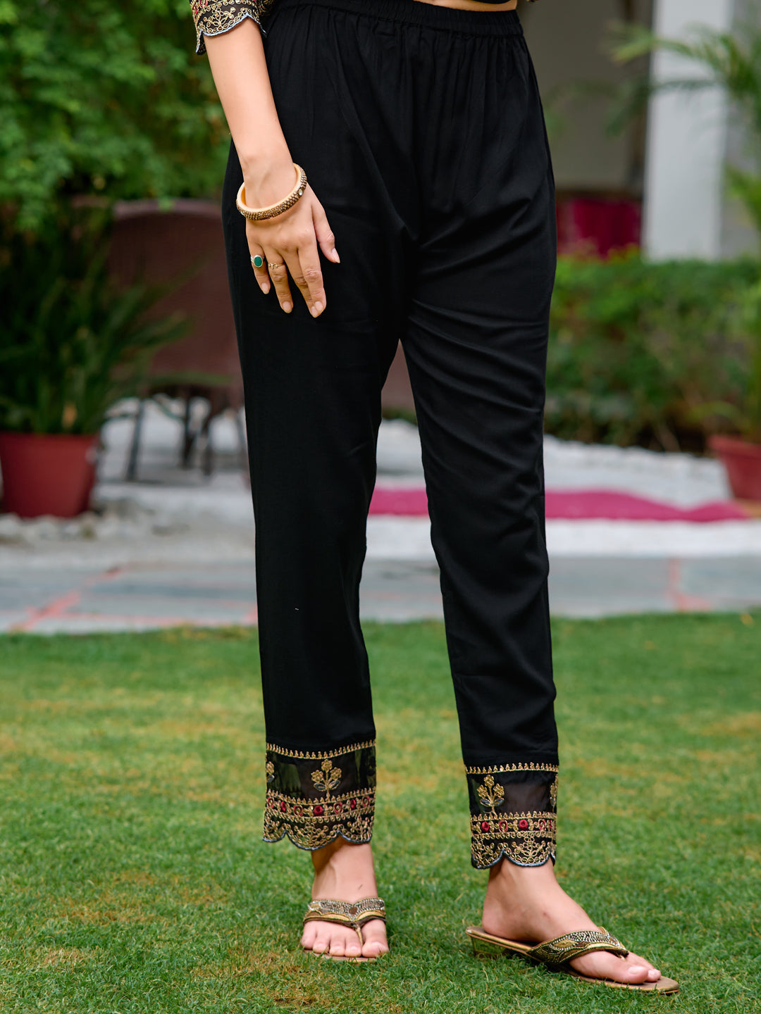 Embroidered Botanical Anarkali Kurta Set with Dupatta