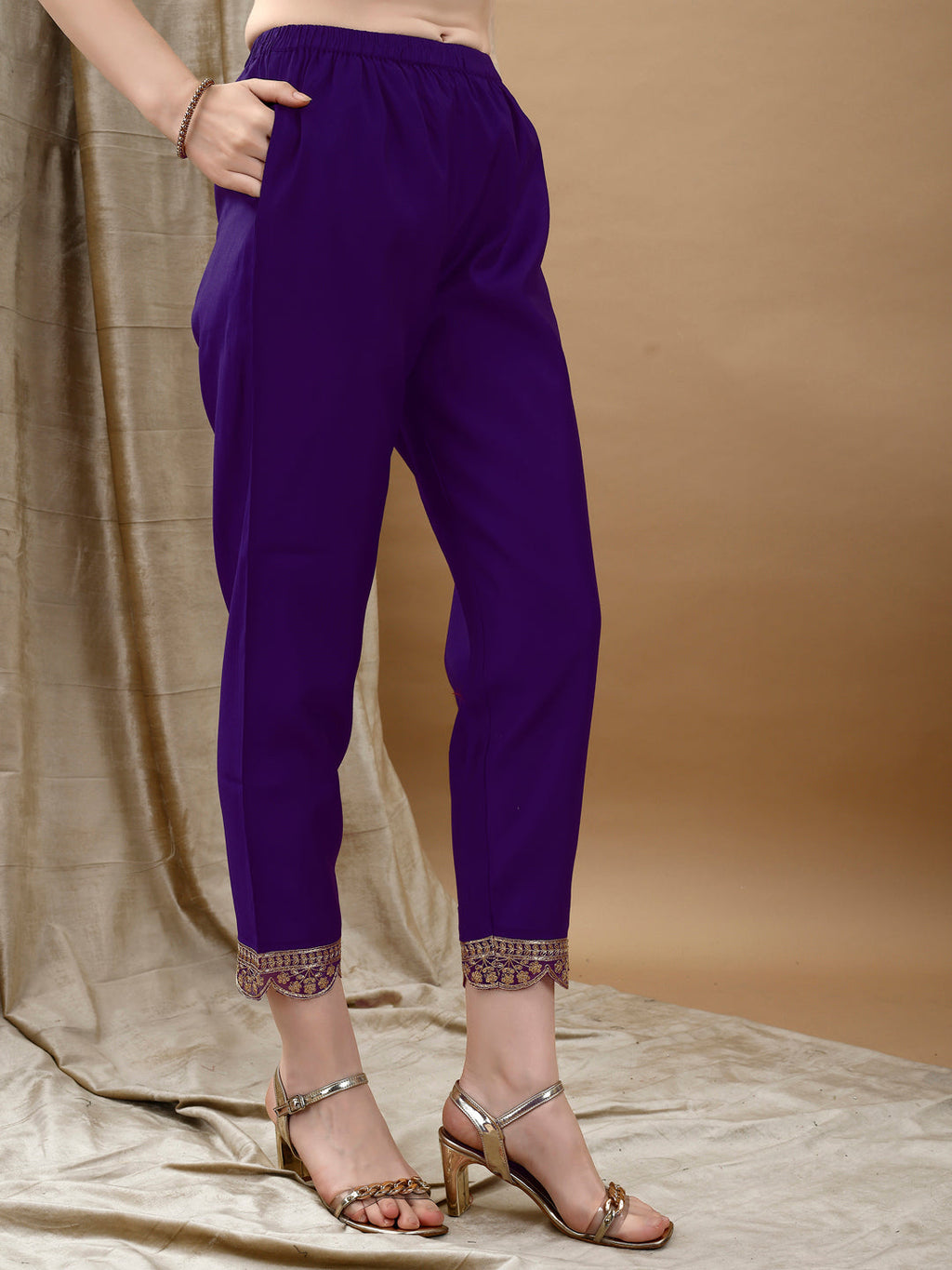 Purple Embroidered Kurta Set with Bandhani Printed Dupatta