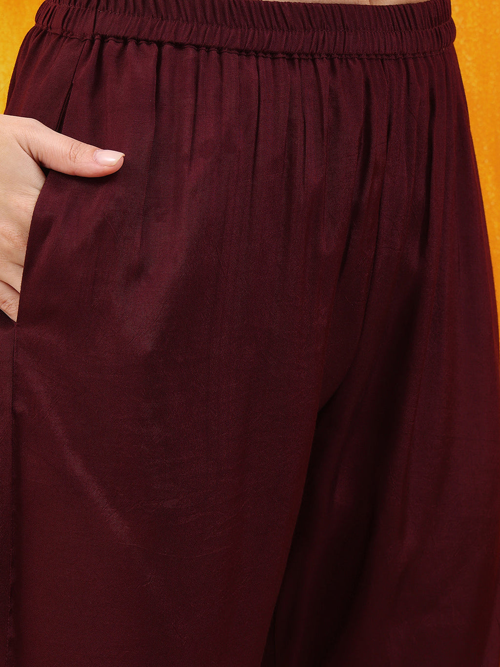Wine Alia Cut Embroidered Silk Blend Kurta Set with Dupatta