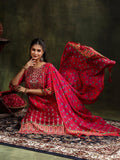 Rani pure silk kurta with embroidery and matching printed dupatta