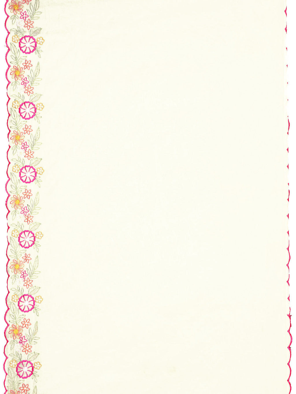Embroidered White Kurta Set with Organza Floral Dupatta