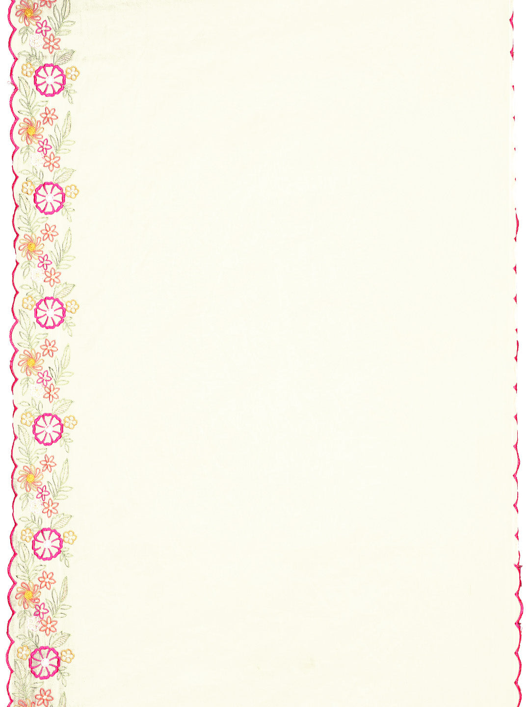 Embroidered White Kurta Set with Organza Floral Dupatta