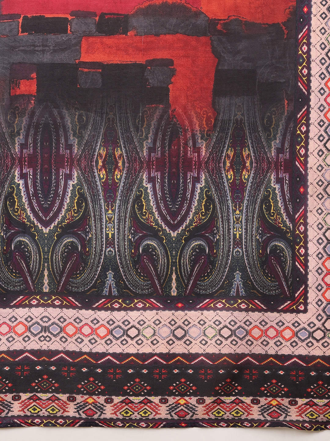 Black Hand Embroidered & Printed Kurta Set with Dupatta