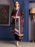 Black hand embroidered and printed kurta with pants and dupatta