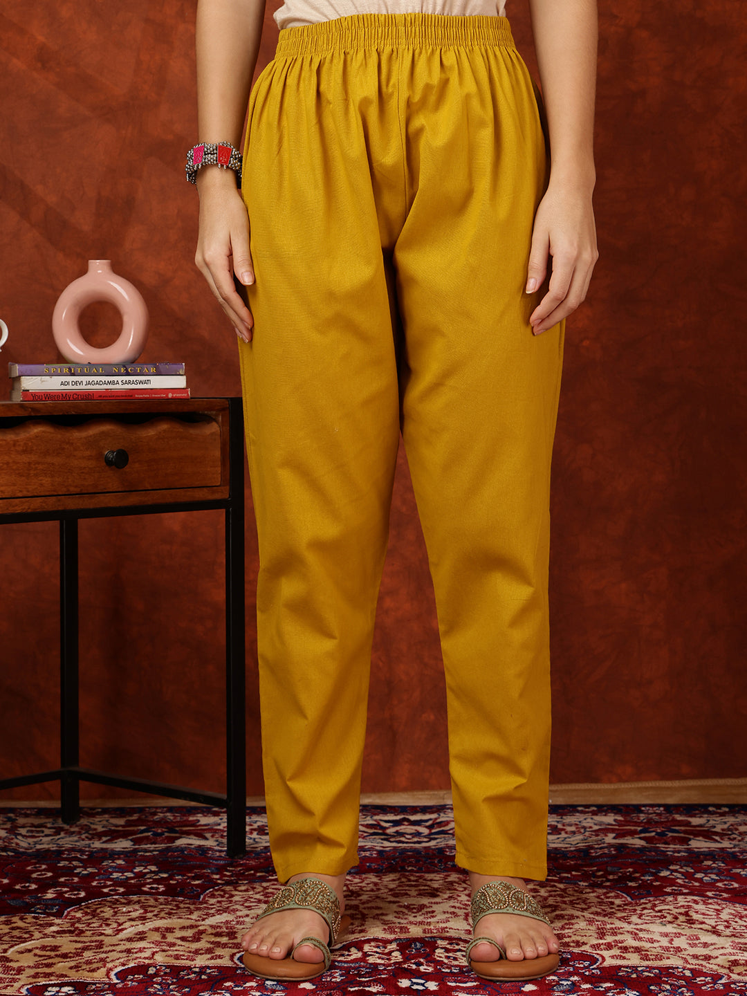 Mustard Placement Floral Front Buttoned Kurta and Pant Set