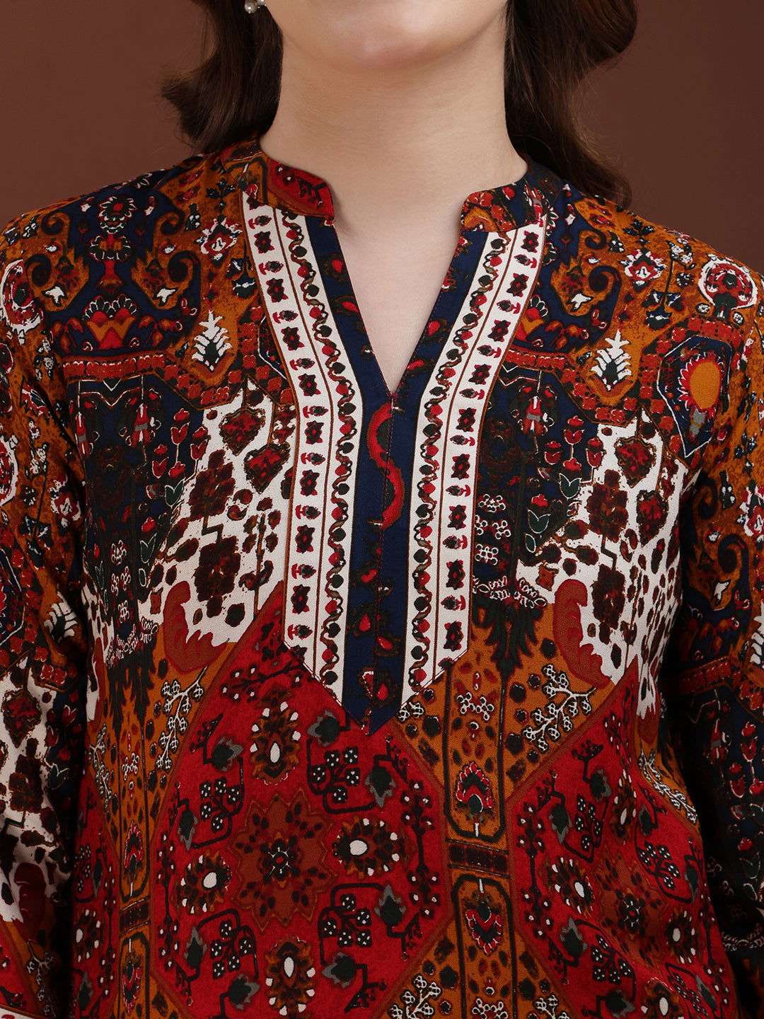 Multicolor Floral and Geometrical Printed Tunic and Palazzo Set