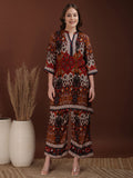 Multicolor floral and geometrical printed tunic paired with a matching palazzo