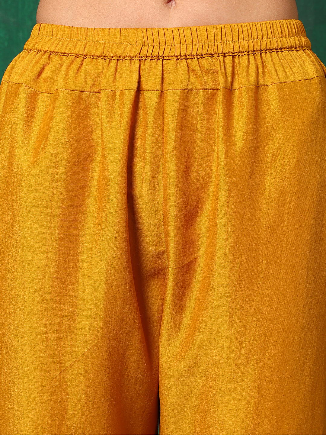 Mustard A-Line Embroidered Kurta Set with Pant and Dupatta