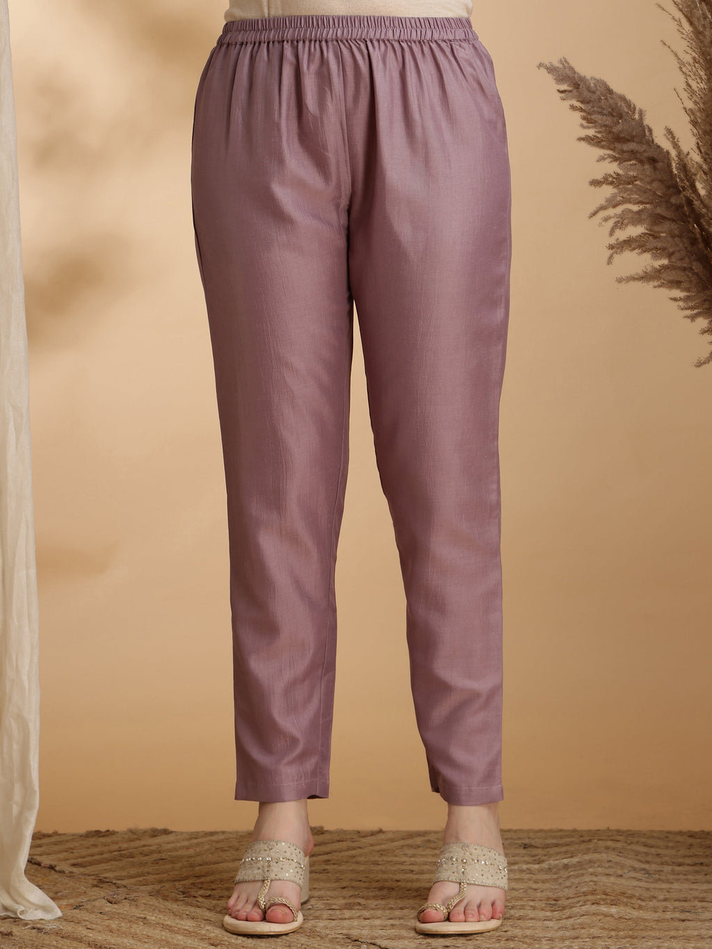 Mauve Angrakha Style Embroidered Anarkali Kurta Set
