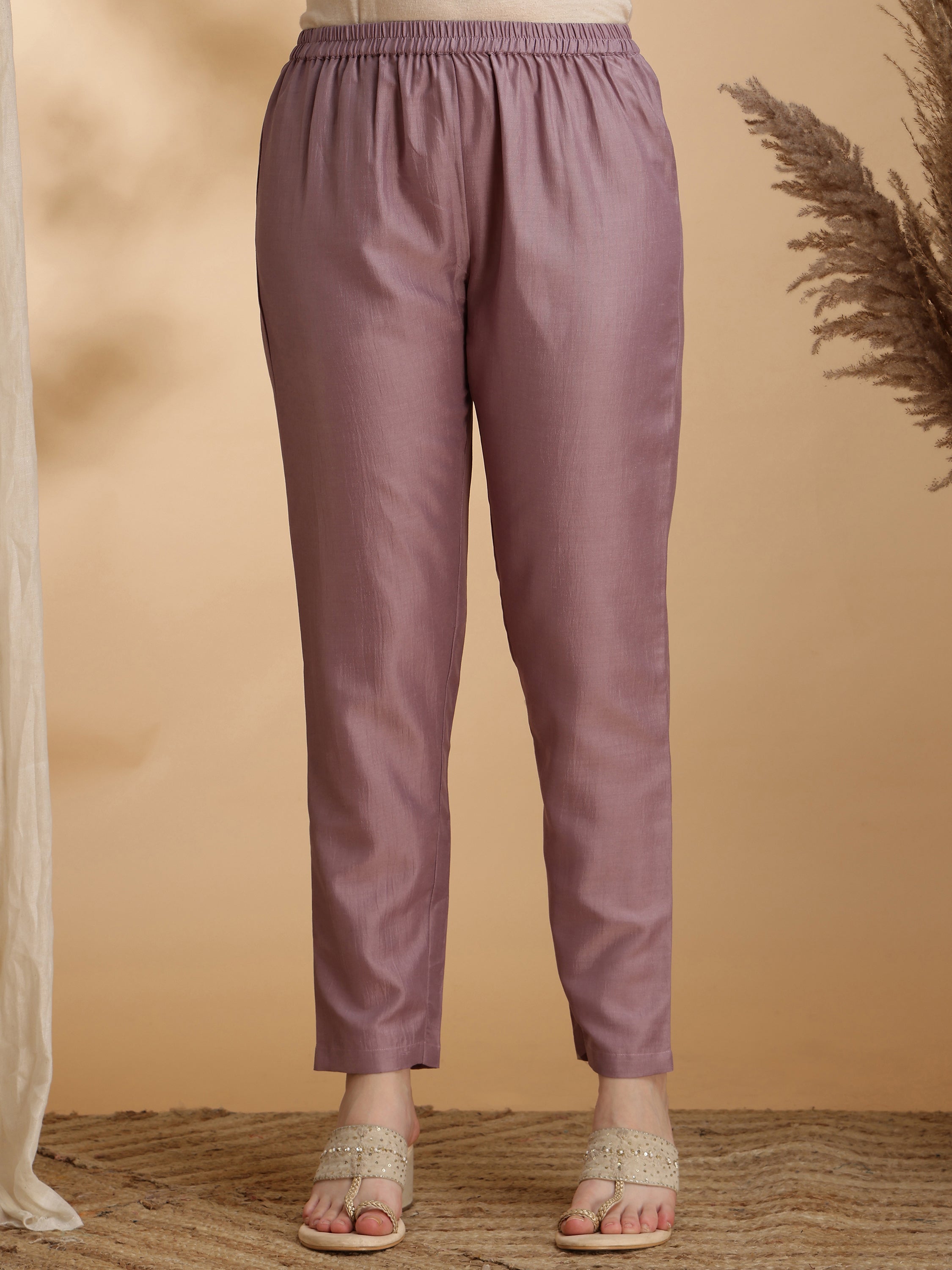 Mauve Angrakha Style Embroidered Anarkali Kurta Set