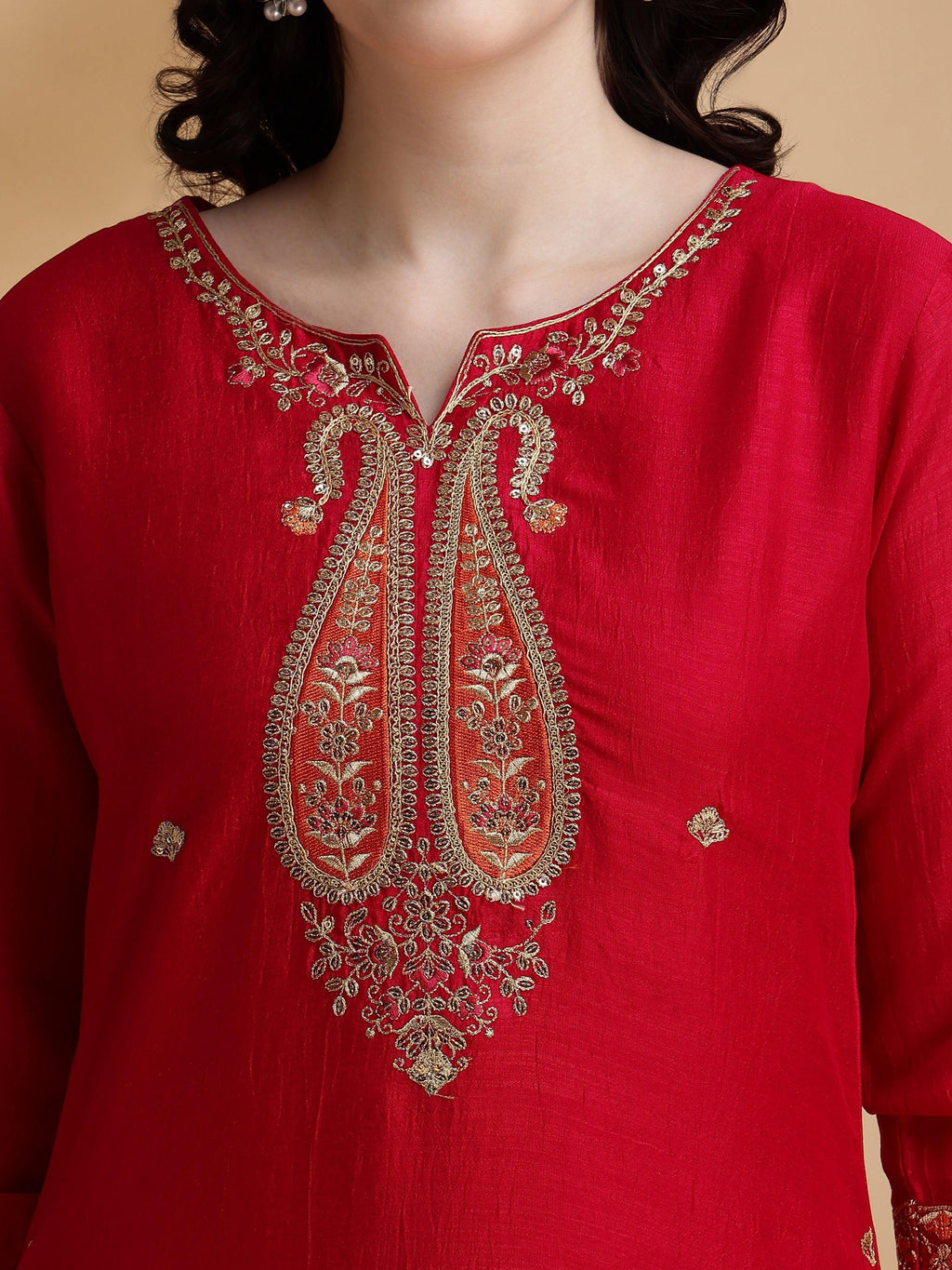 Pink Embroidered Silk Kurta Set with Embroidered Dupatta