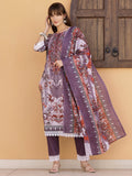 Lavender Pakistani embroidered kurta set with pant and dupatta in cambric fabric