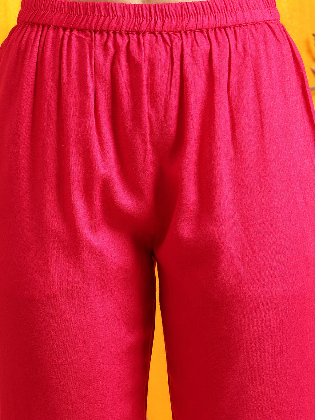 Pink Embroidered Kurta Set with Pant and Dupatta in Rayon Fabric