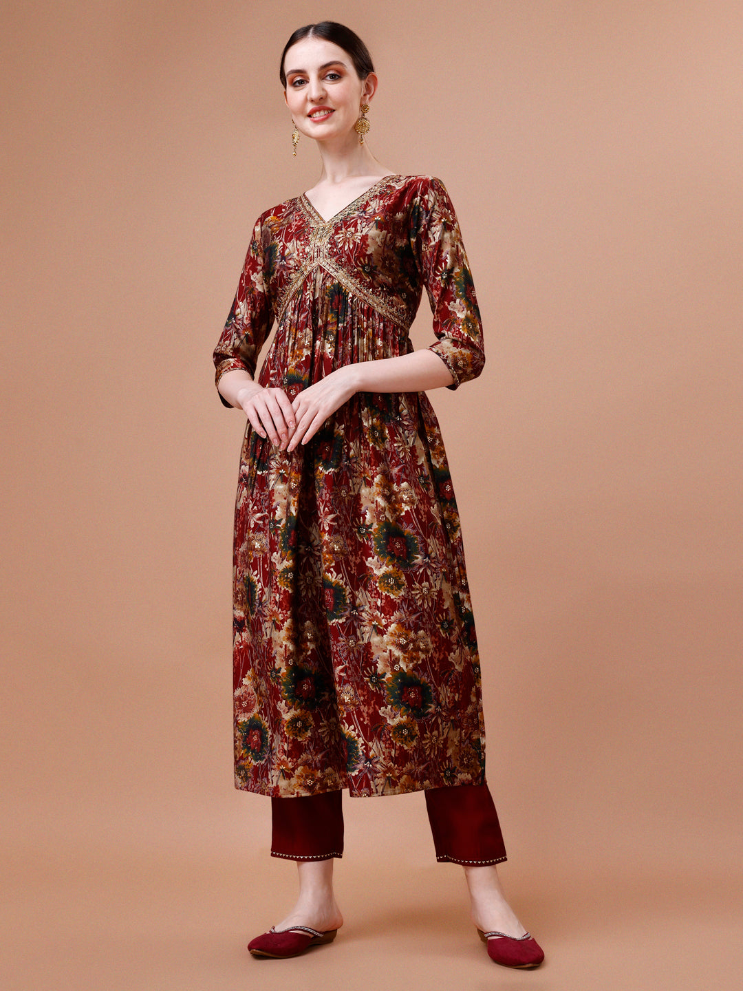 Alia Cut Printed & Embroidered Kurta Set with Pant and Dupatta