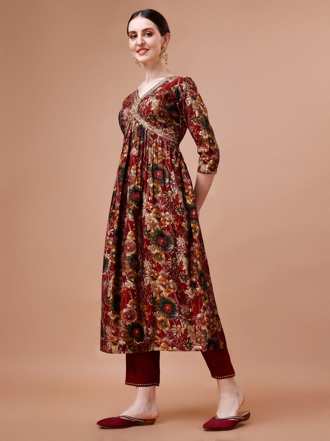 Alia Cut Printed & Embroidered Kurta Set with Pant and Dupatta